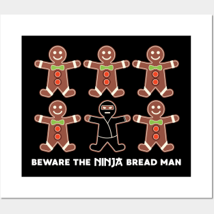 Gingerbread Man Funny Christmas Ninja Bread Posters and Art